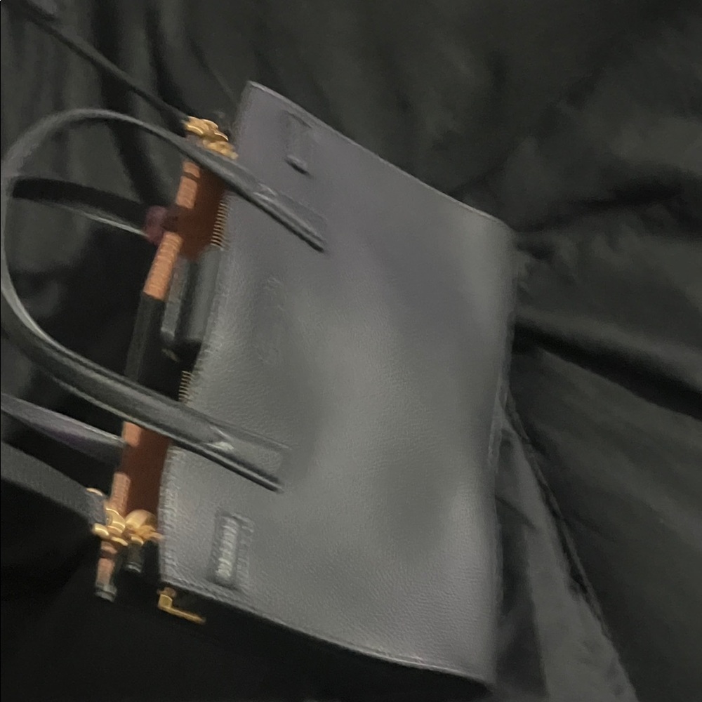 Tory Burch Black Satchel with Burgundy Tag and Gold Hardware - Picture 6 of 11